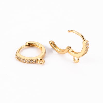 Base de aros catalán redonda zircón baño de oro / par