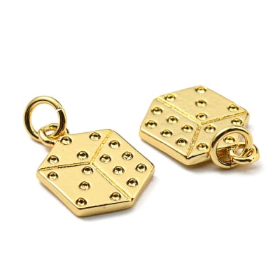 Dije colgante dado cubo 14 mm baño de oro / unidad