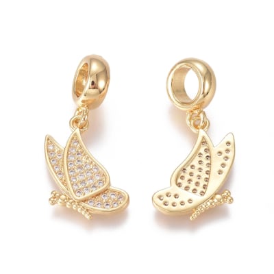 Colgante europeo charm mariposa butterfly dije baño de oro / unidad