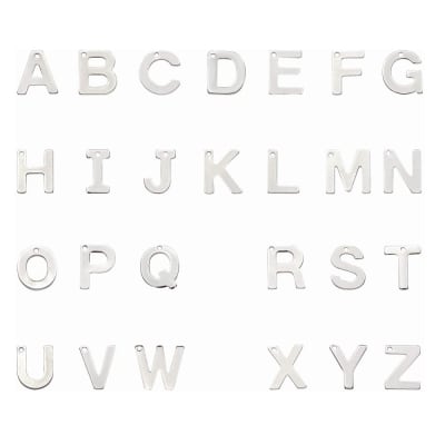 Letras colgantes abecedario 11 mm acero plateado / unidad