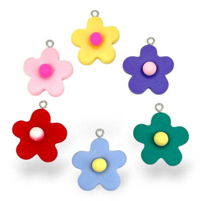 Dije colgante flor 25 mm resina / unidad