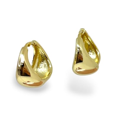 Aros argollas aretes bote chunky liso rodio / unidad