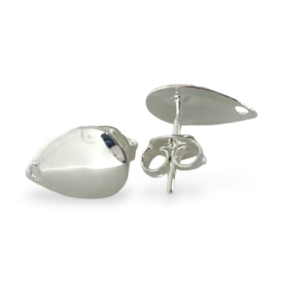 Base de aros topito lágrima abombada 11x8 mm baño de plata / par