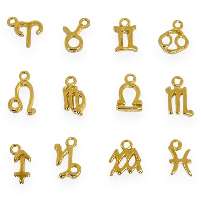 Mini dijes signos zodiacales 10 mm gold-filled / unidad