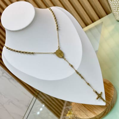 Rosario para dama caballero con balines 4~5 mm acero dorado plateado / unidad