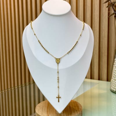 Rosario para caballero dama con balines 3 mm acero dorado plateado / unidad