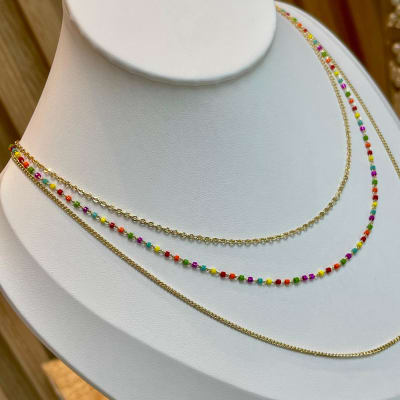 Collar 3 en 1 cristal multicolor baño de oro / unidad