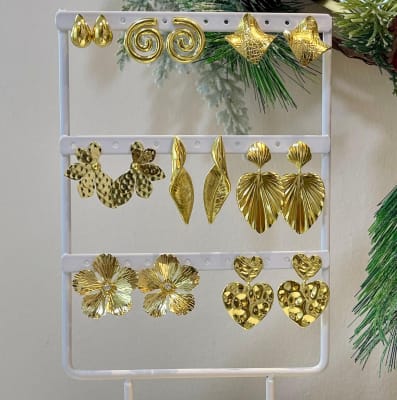 Aros topo colgantes elegantes baño de oro / par