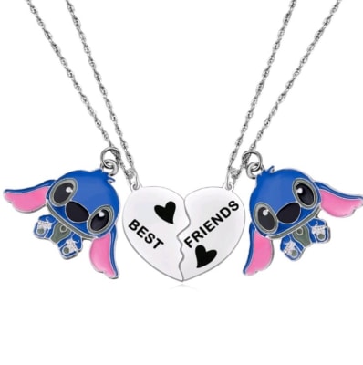Collar best friends stitch mejores amigas acero / set