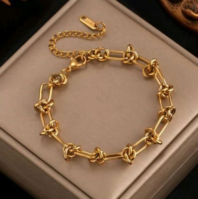 Pulsera eslabón grande con nudos acero / unidad