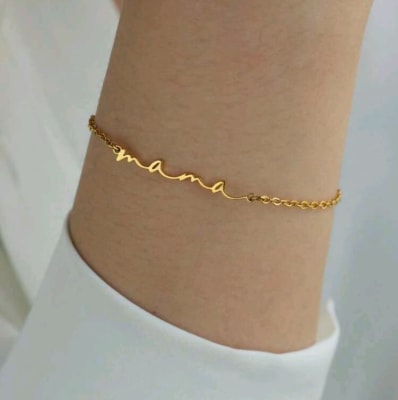Pulsera palabra mamá acero dorado / unidad