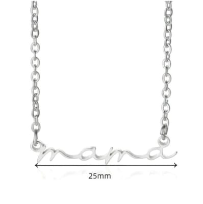 Collar cadena palabra mamá acero plateado / unidad