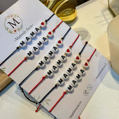 Pulsera hilito rojo negro regalo mamá ajustable / pack