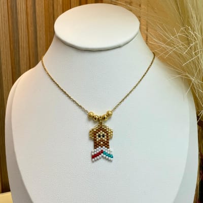 Collar con Jesús de la Misericordia tejido miyuki / unidad