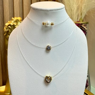 Collar choker invisible fantasmita punto de luz perla VTE / unidad