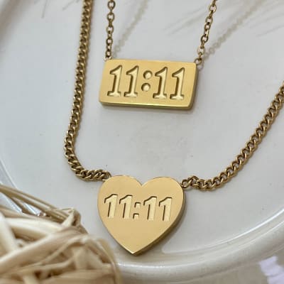 Collar 11:11 hora angelical magica acero / unidad