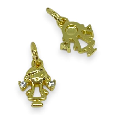 Dije mini niña niño 12x8 mm  baño de oro / unidad