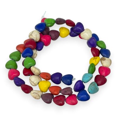 Cuenta pasadora corazón piedra turquesa fósil multicolor