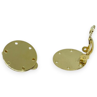 Base de aros clip topito a presión redonda para recamar baño de oro / par