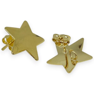 Base de aros topito estrella baño de oro / par