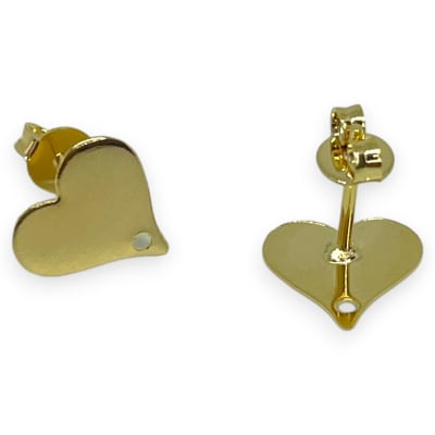 Base de aros topito corazón baño de oro / par