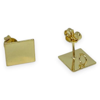 Base de aros topito cuadrado baño de oro / par