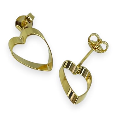 Base de aros corazón para recamar baño de oro / par