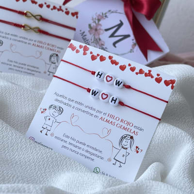 Regalos San Valentin pareja pulseras hilito inicial / set