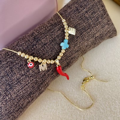 Collar cadena ajustable veneciana amuletos protectores inicial / unidad