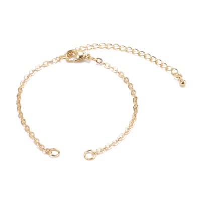 Base pulsera cadena eslabón forzado 2.5 mm baño oro / unidad