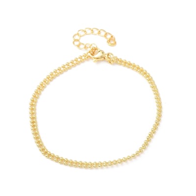 Pulsera balín doble 3 mm baño de oro / unidad