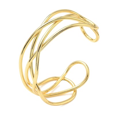 Brazalete pulsera alambre cruzado baño de oro / unidad