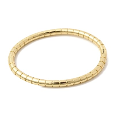 Pulsera con bisagras forma columna 6 cm baño oro / unidad