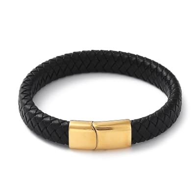 Pulsera caballero hombre cuero trenzado 12 mm cierre magnético / unidad
