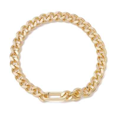 Pulsera tejido cubano 9.5 mm baño oro / unidad