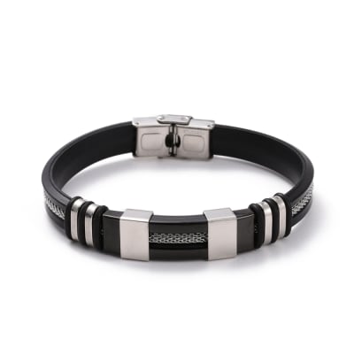 Pulsera caballero hombre cordón silicona 12.5 mm acero / unidad