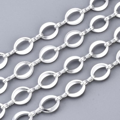 Cadena eslabón ovalado 9.5 mm baño de plata / metro