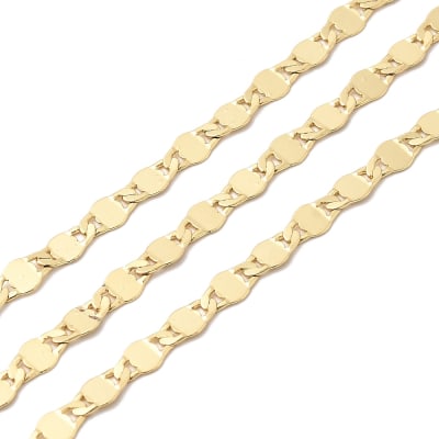 Cadena eslabón discos planos 8x4 mm baño oro / metro