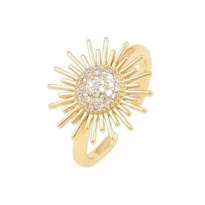 Anillo ajustable sol verano 16 mm baño oro zircón / unidad