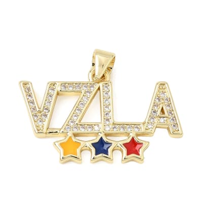 Dije colgante tricolor vzla venezuela 26.5 mm baño oro zircón / unidad