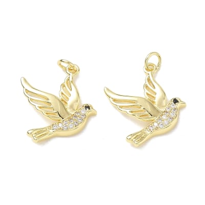 Dije colgante ave espíritu santo 23 mm baño de oro zircón / unidad