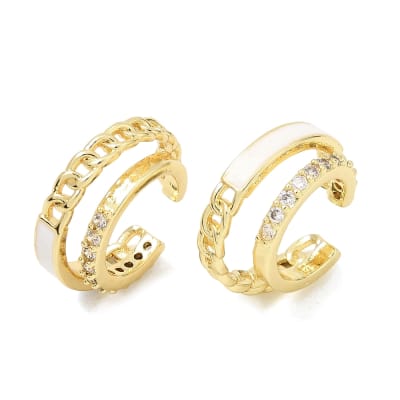 Ear cuff aros solitarios doble mixto 16x6 mm baño oro / unidad