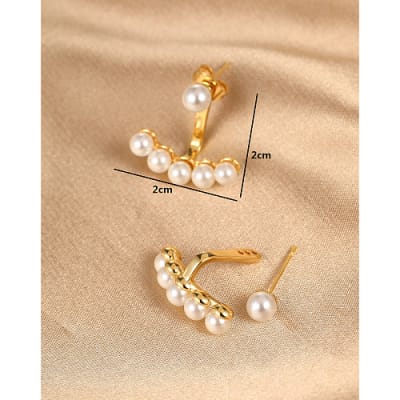 Aros topo topito perlas 20 mm baño de oro / par