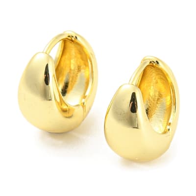 Aros argollas chunky huggie cúpula 17 mm baño oro / par