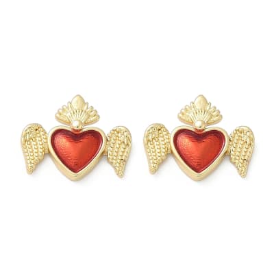 Aros topo topito sagrado corazón alas 12 mm baño de oro / par