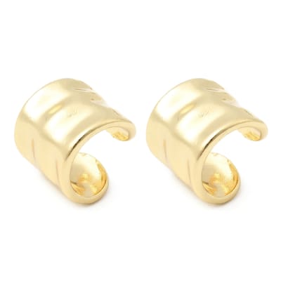 Ear cuff aros solitarios grueso ondulado 12 mm baño de oro / unidad