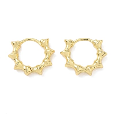 Aros argollas huggie bambú 16x19 mm baño oro / par