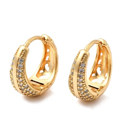 Aros argollas huggie bote línea lisa 16x15.5 mm zircón baño oro / par