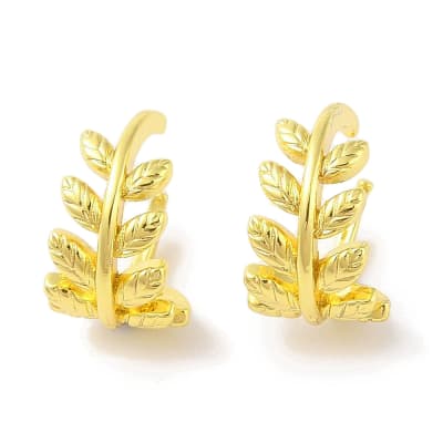 Ear cuff aros solitarios rama olivo 12x8.5 mm baño oro / unidad
