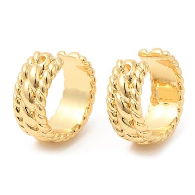 Ear cuff aros solitarios trenza 15 mm baño de oro / unidad